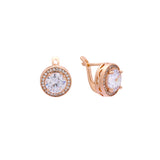 Cluster halo earrings in 14K Gold, Rose Gold, two tone plating colors