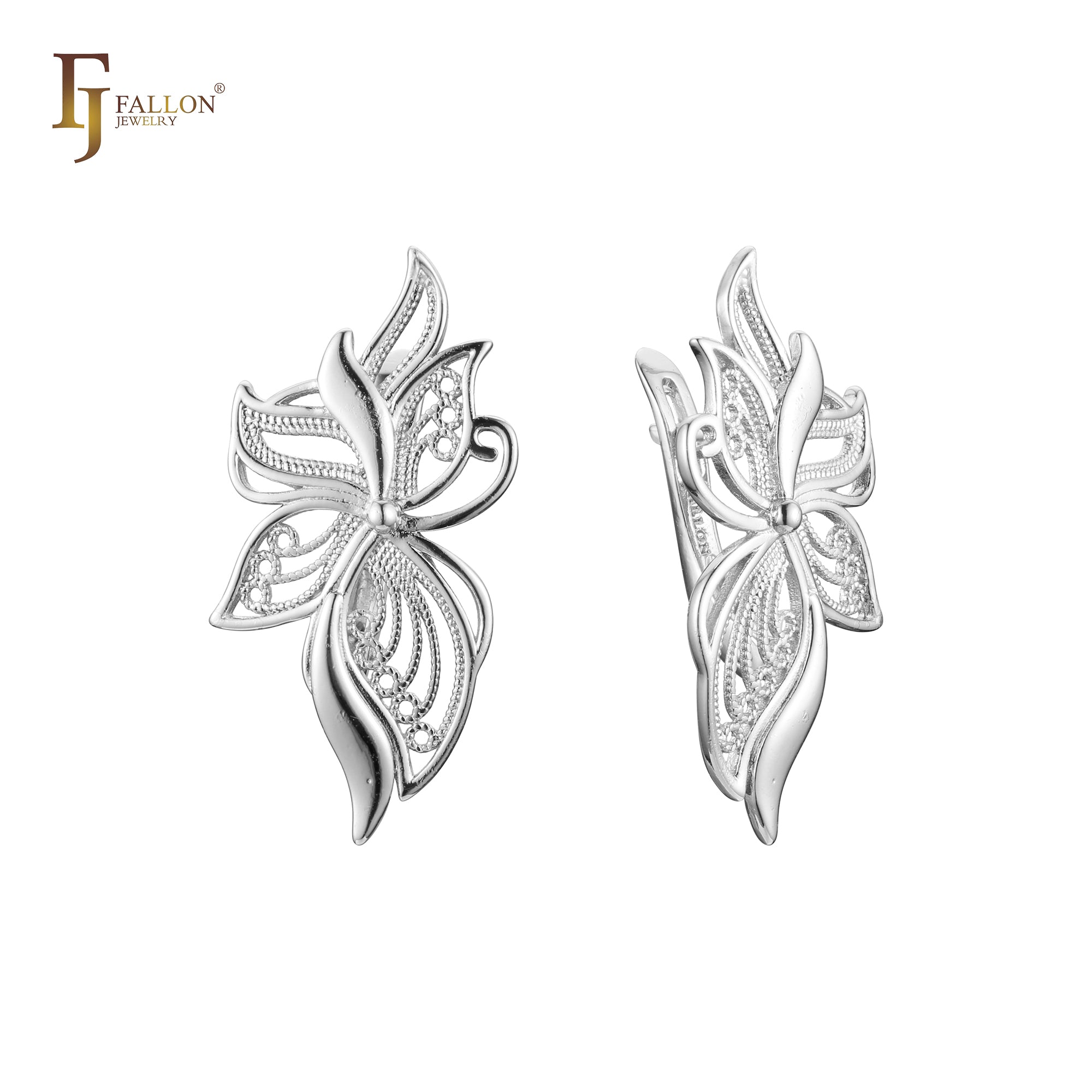 Leaves butterfly earrings in 14K Gold, Rose Gold plating colors