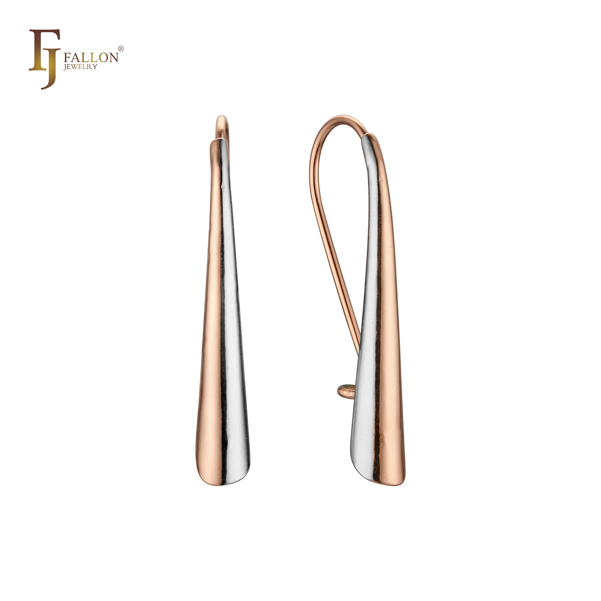 Long bar geometric wire hook Rose Gold, 14K Gold, White Gold earrings