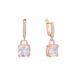 Solitaire lock drop earrings in 14K Gold, Rose Gold, two tone plating colors