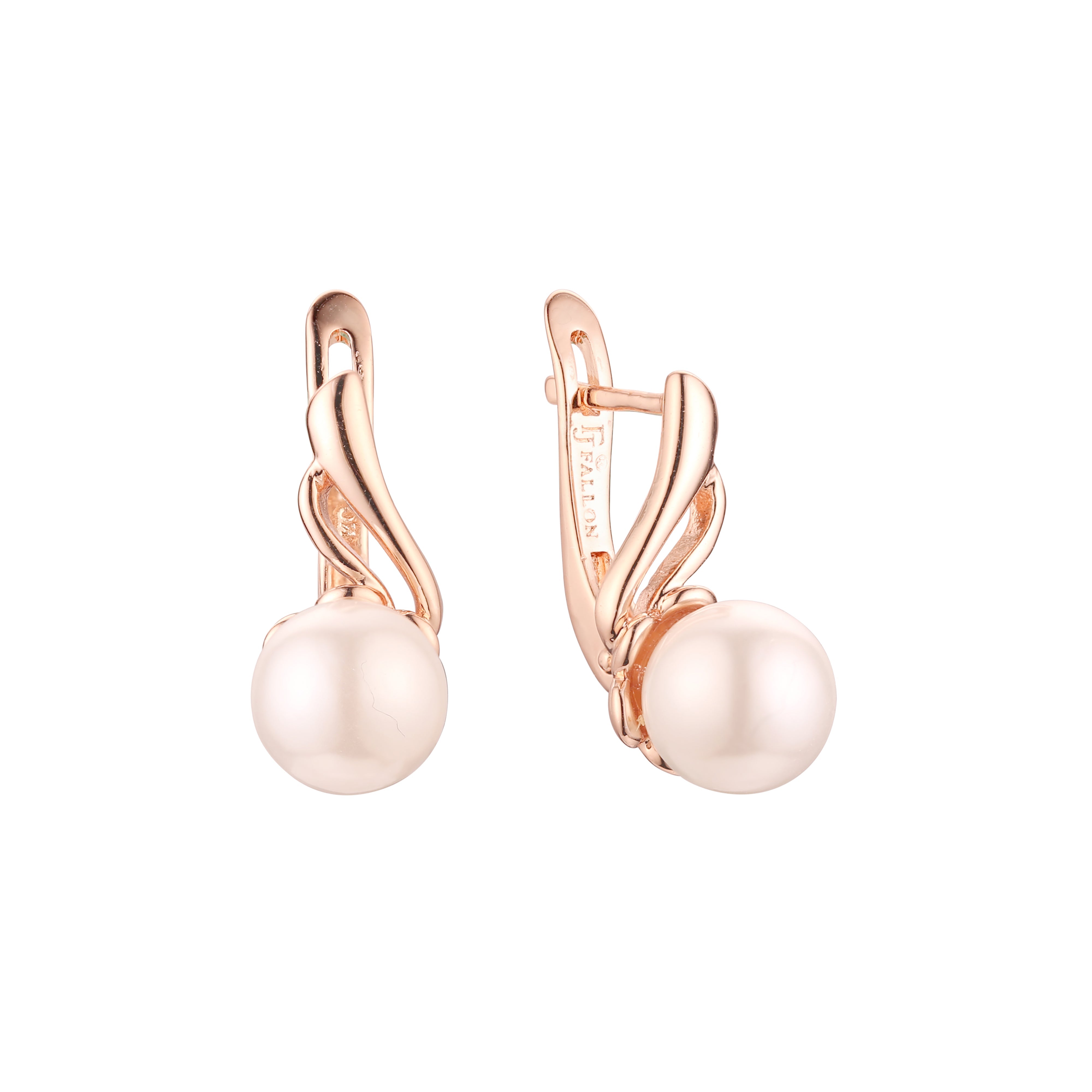 Solitaire elegant Rose Gold plating Pearl earrings