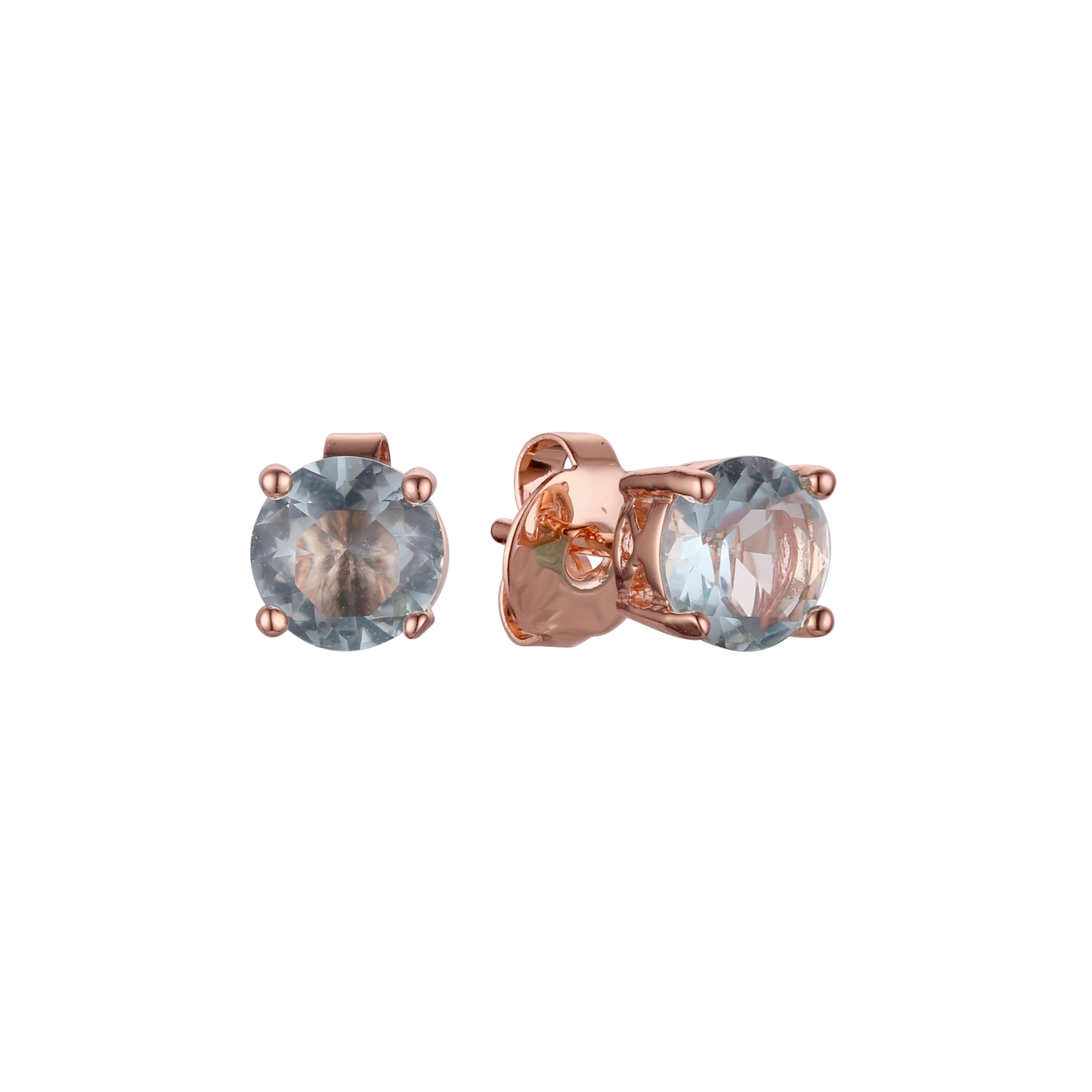 Solitaire Four claws colorful cz 14K Gold, Rose Gold, White Gold Stud earrings