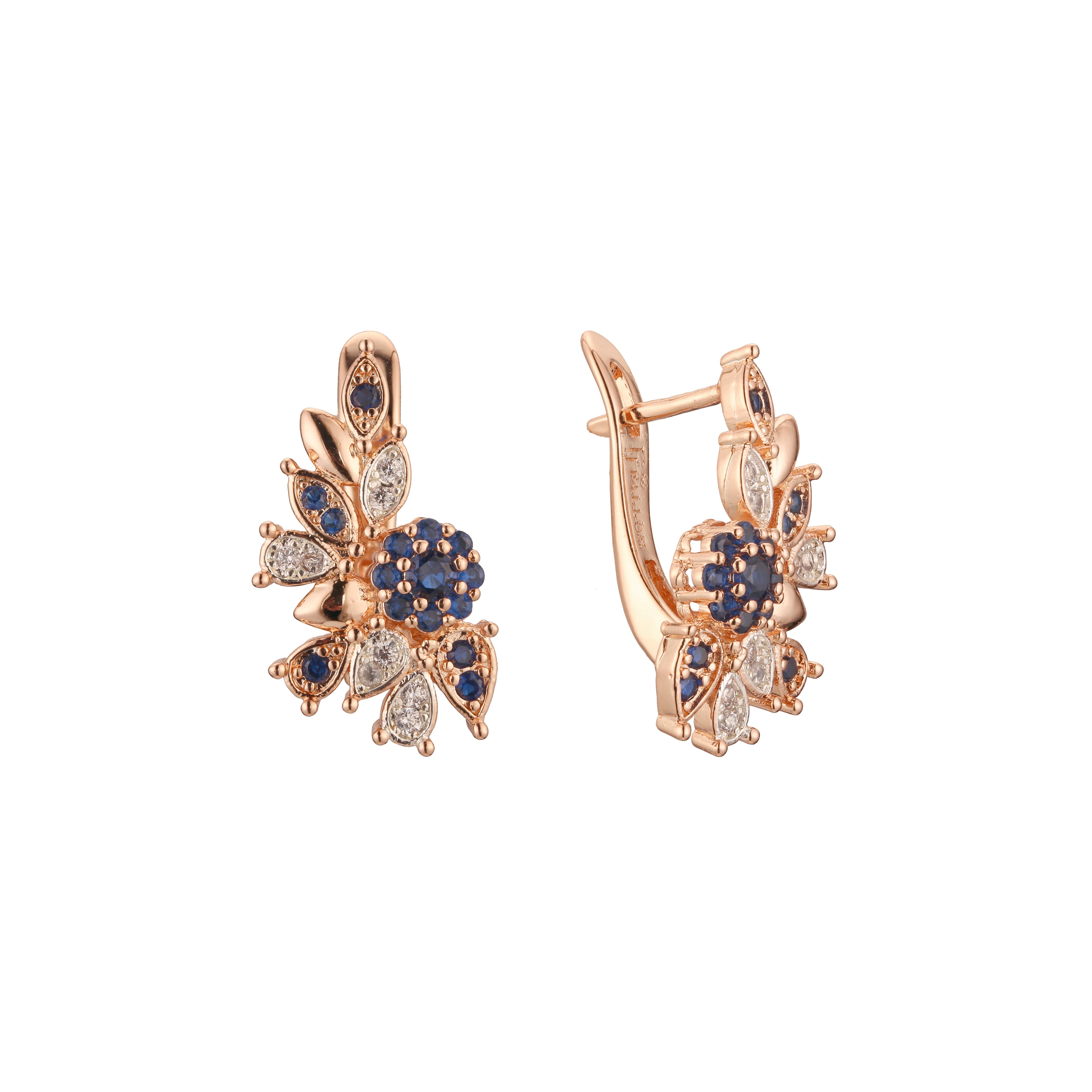 Luxurious cluster leaves earrings in 14K Gold, Rose Gold, two tone plating colors