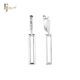 Tall rectangular paperclip earrings in 14K Gold, Rose Gold, two tone plating colors