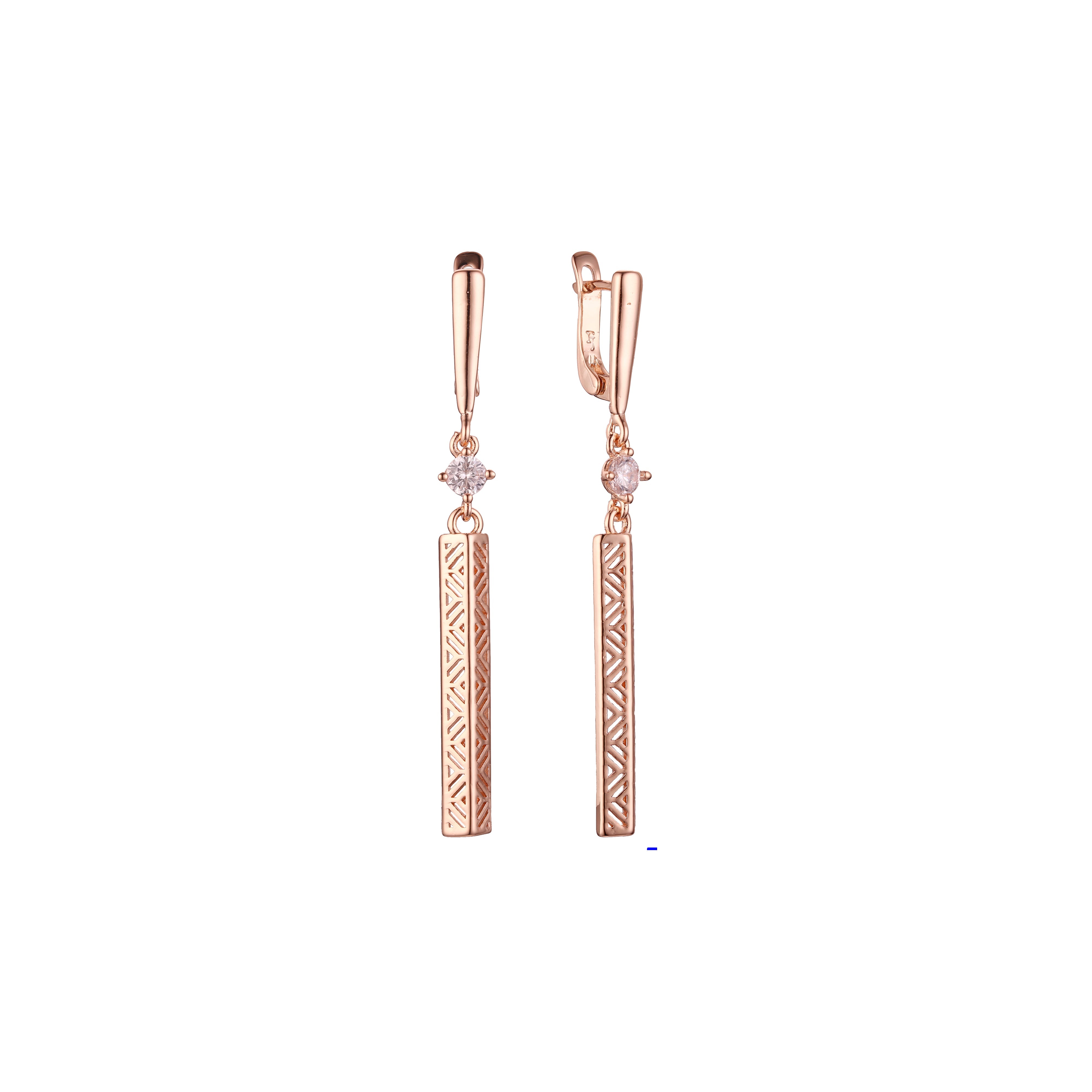 Tall solitaire earrings in 14K Gold, Rose Gold plating colors