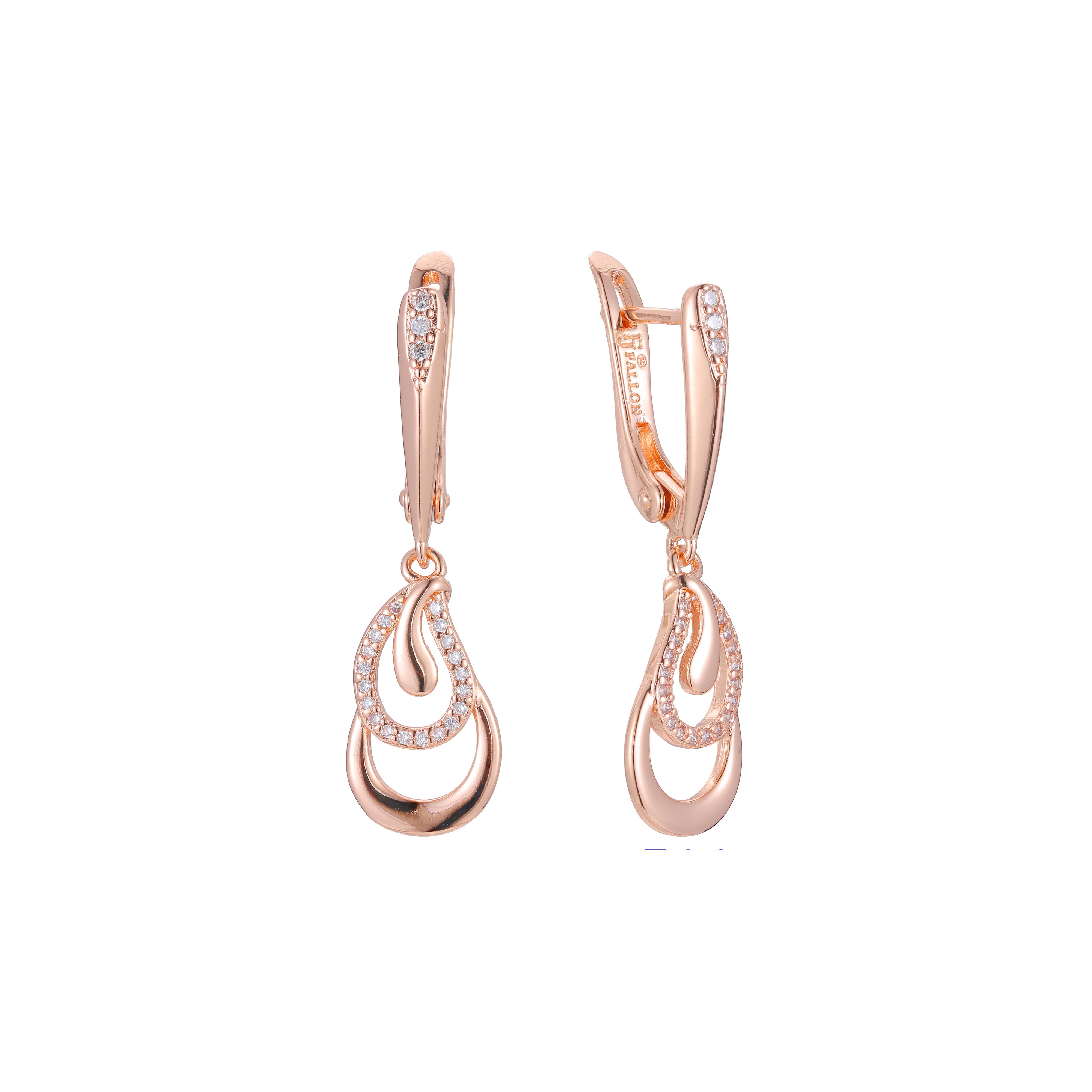 Aretes en Oro 14K, Oro Rosa, baño en dos tonos