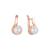 Pearl earrings in 14K Gold, Rose Gold, two tone plating colors