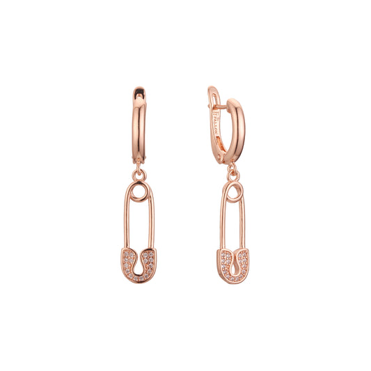 Pendientes de clip en Oro 14K, colores baño de oro rosa.