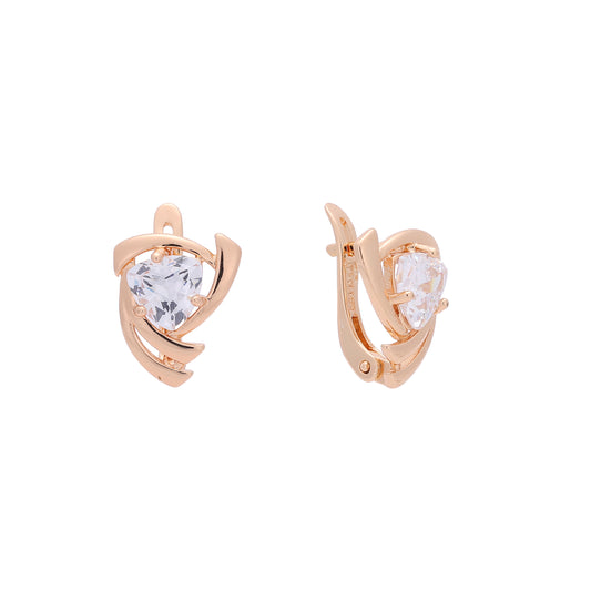 Solitaire big cz stone Rose Gold earrings