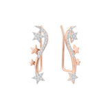 Aretes de oruga de estrella en Oro 14K, oro rosa, baño de dos tonos