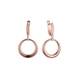 Aretes circulares colgantes en Oro 14K, oro rosa, baño de dos tonos