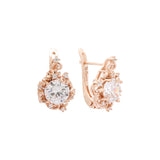 Solitaire big stone earrings in Rose Gold, two tone plating colors