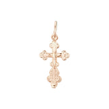 Rose Gold Textured Filigree Russian Orthodox Cross Pendant