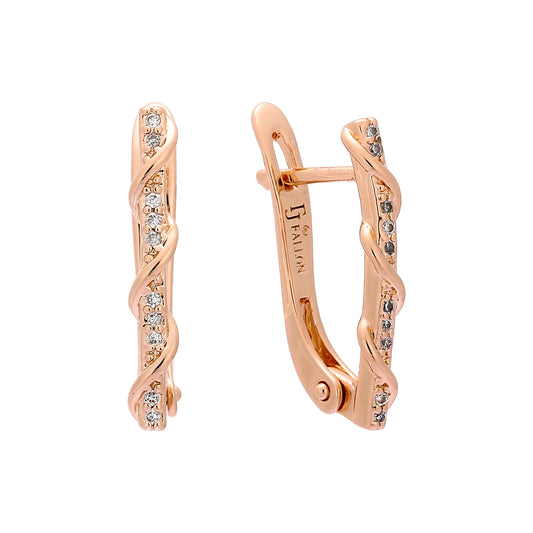 Paved white cz Rose Gold earrings