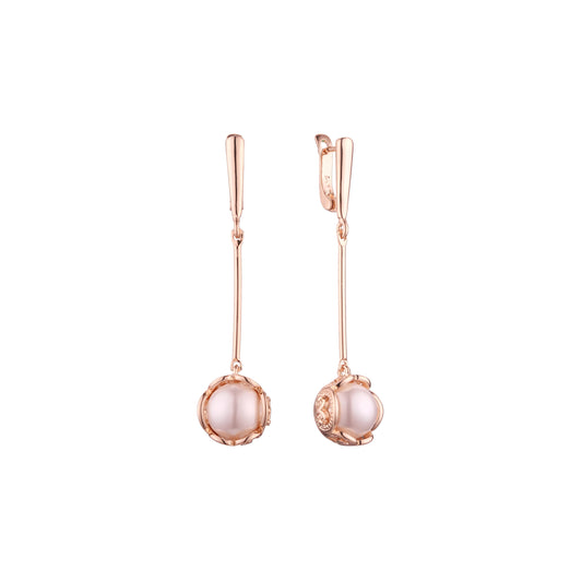 Pearl drop earrings in 14K Gold, Rose Gold plating colors