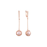 Aretes colgantes de perlas en Oro 14K, colores baño de oro rosa