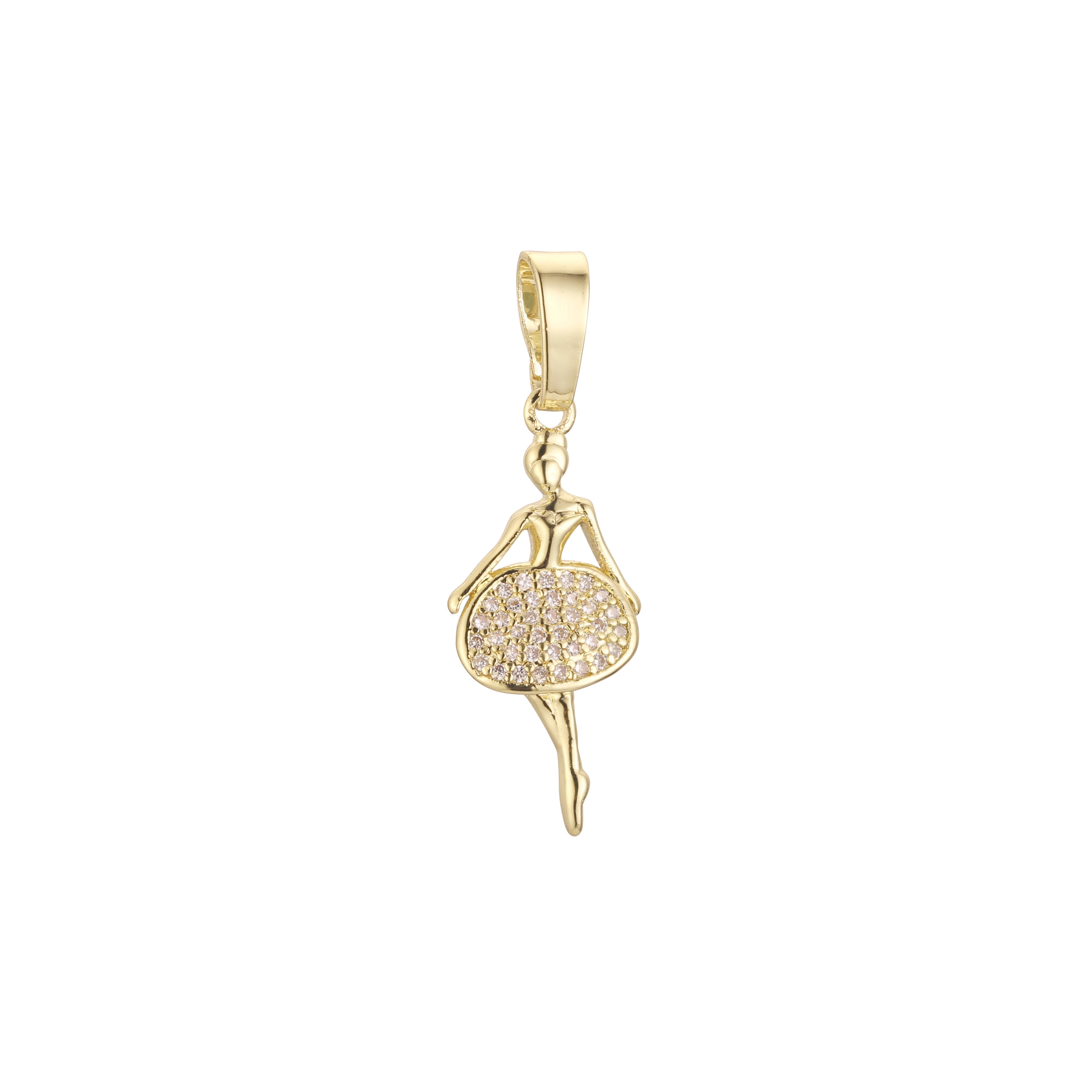 Cluster white czs dancer 14K Gold pendant