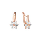 Aretes flor solitario en Oro 14K, Oro Rosa, baño en dos tonos