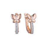 Aretes de mariposa en Oro de 14K, baño de Oro Rosa en dos colores