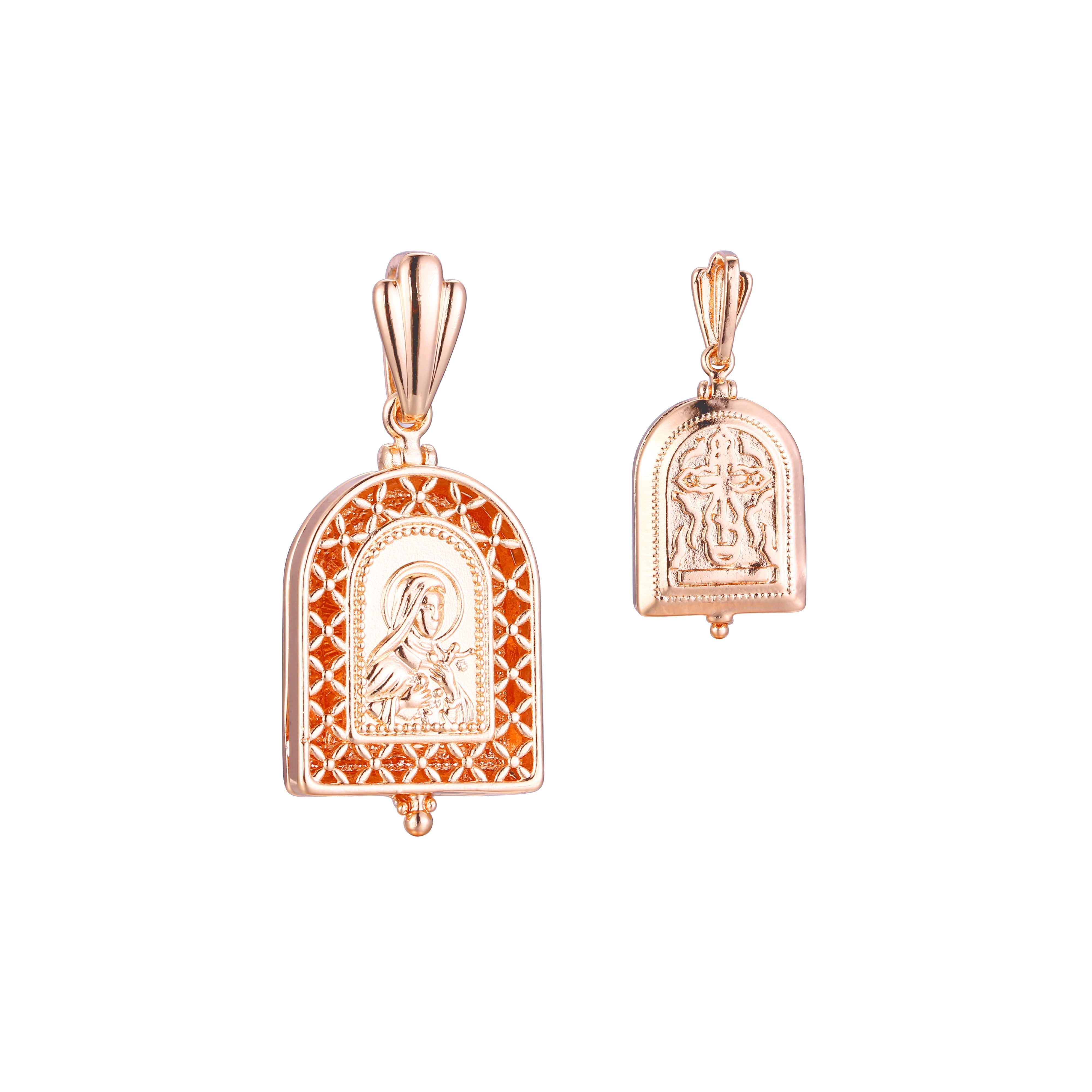 Colgante Virgen María de Smolensk en Oro Rosa, baño de Oro 14K colores