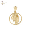 Indian chief circle portrait 14K Gold Pendant