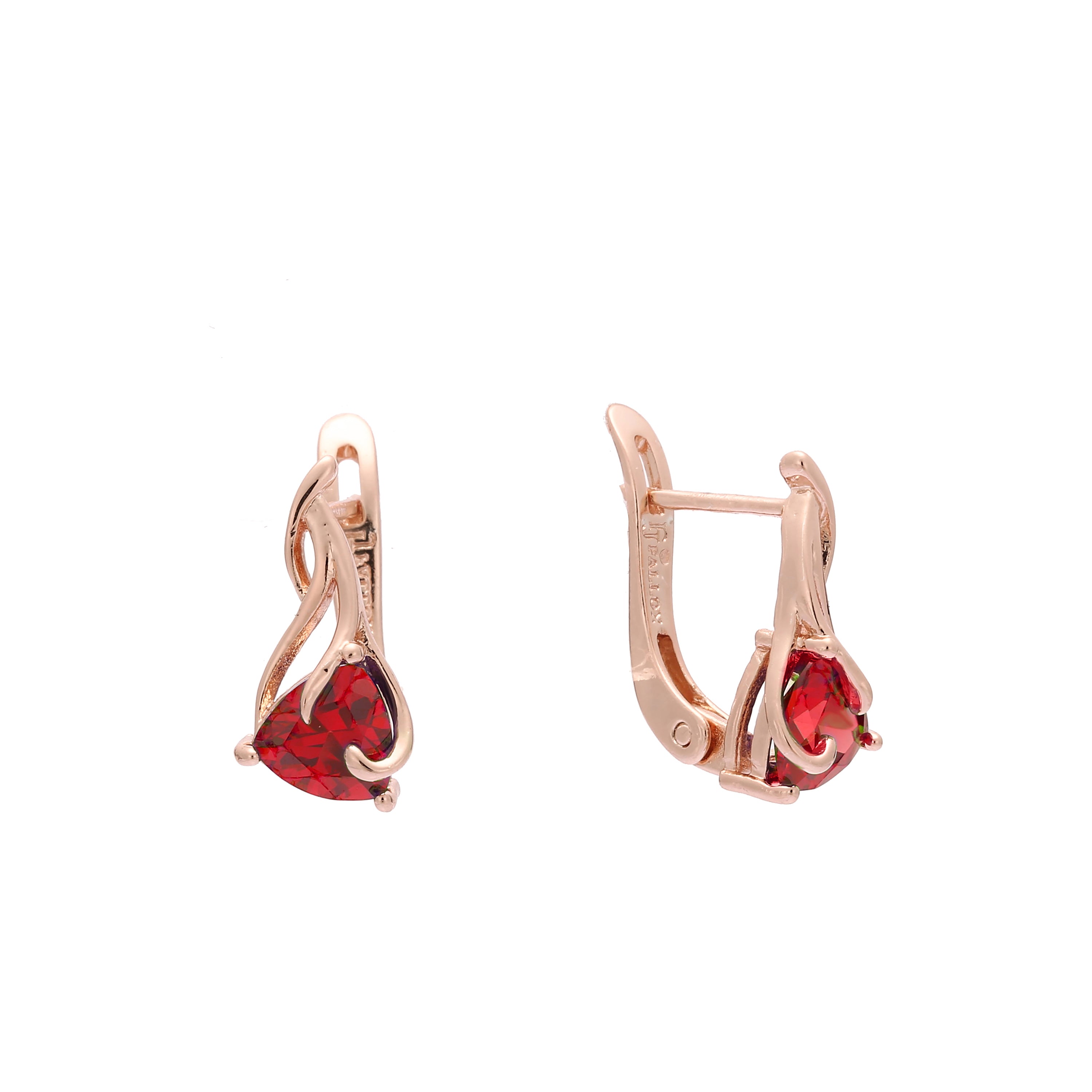 Solitaire triangular colorful CZ Rose Gold earrings