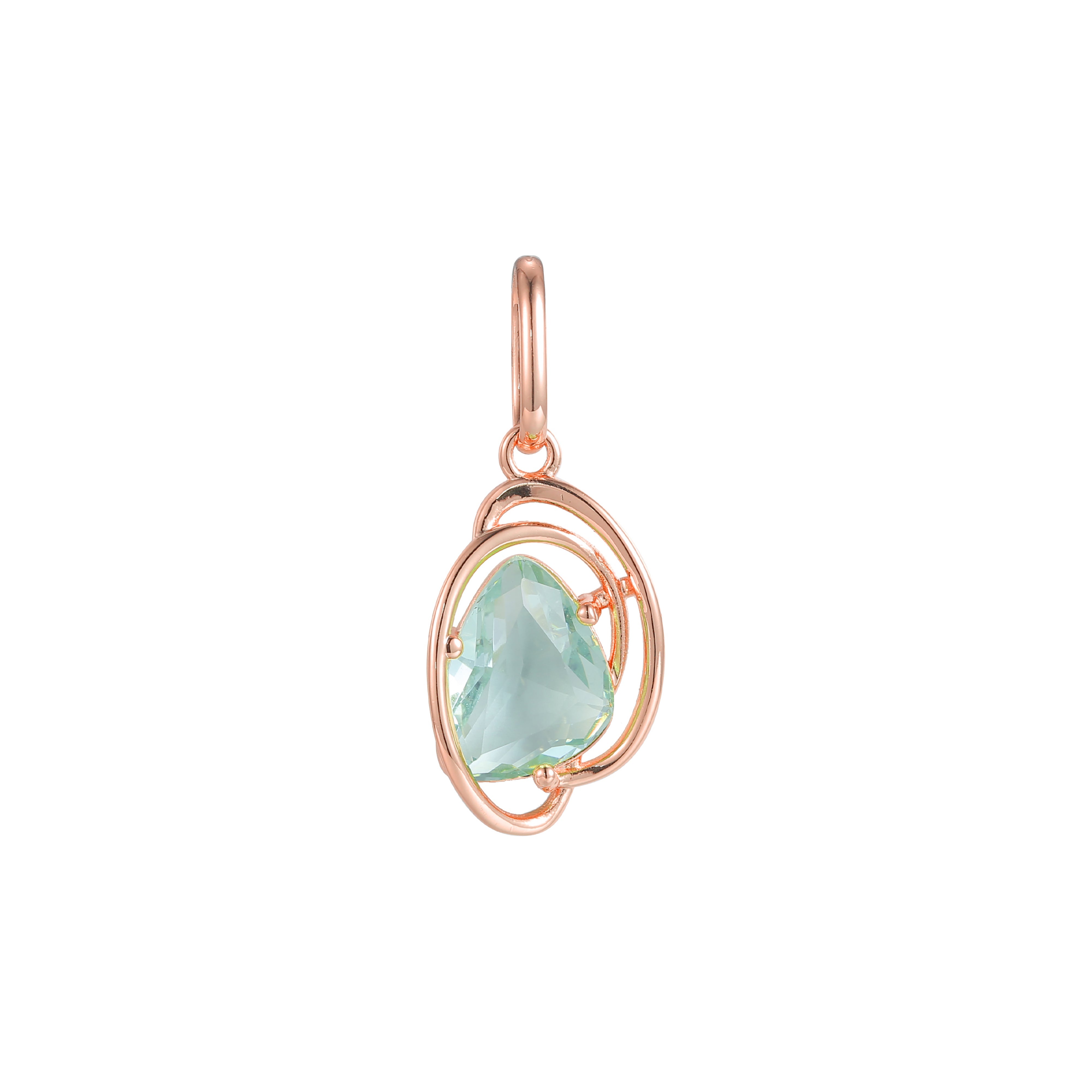 Solitaire apple green CZ 14K Gold, Rose Gold pendant