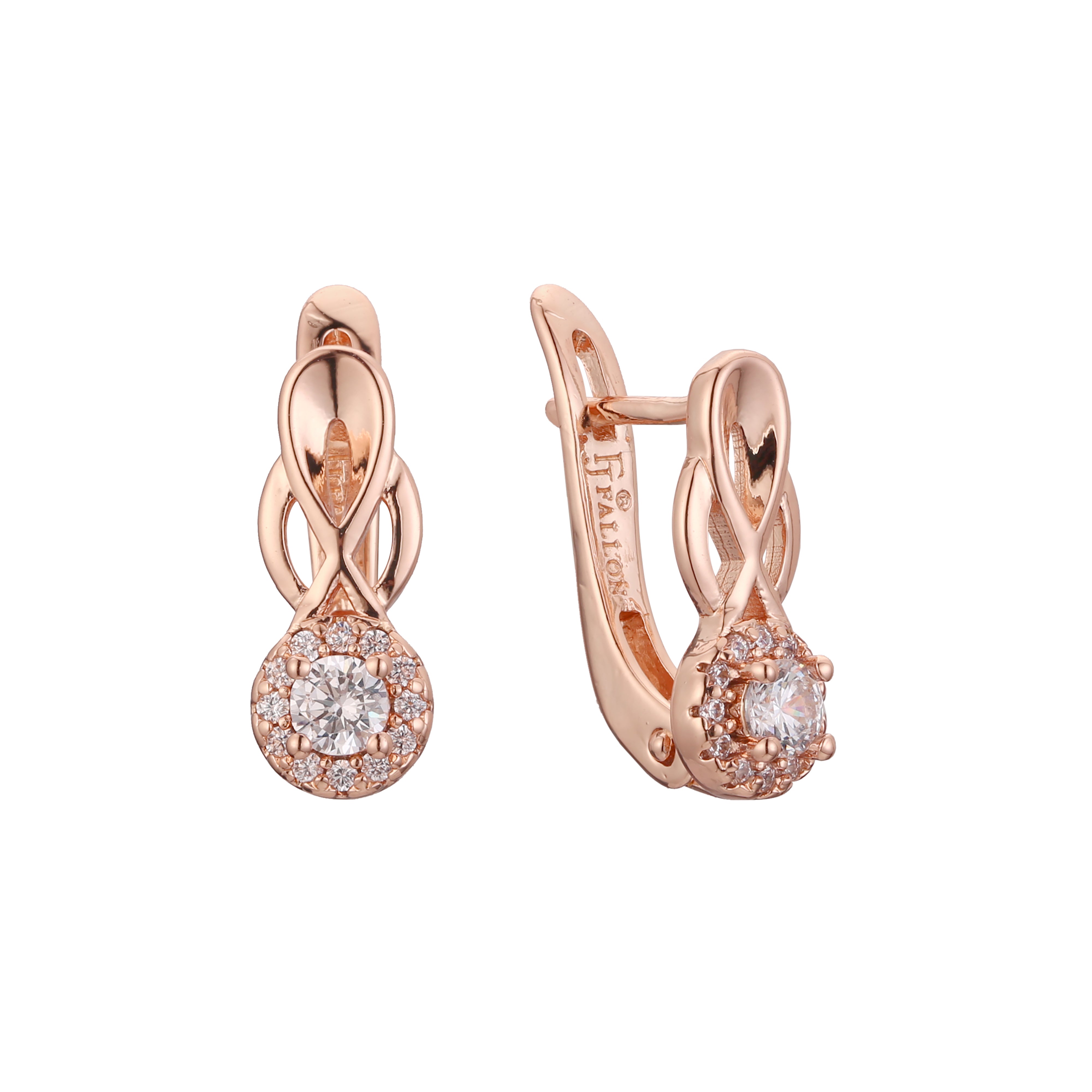 Cluster earrings in 14K Gold, Rose Gold, two tone plating colors