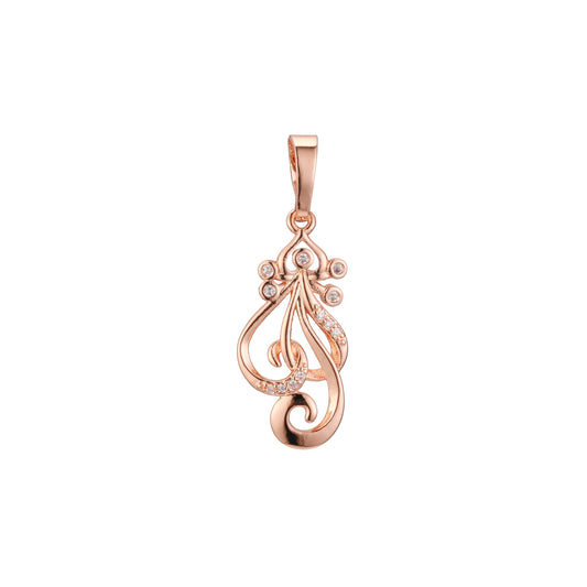 Pingente em ouro rosa, cores banhadas a ouro 14K