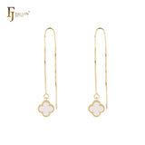 Clover threader earrings in White Gold, Rose Gold plating colors