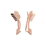 Aretes de flecha de oruga de oro rosa