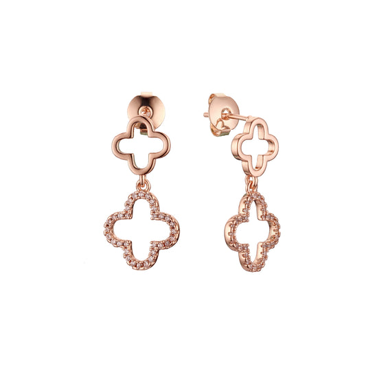 Clover cluster earrings in 14K Gold, Rose Gold plating colors