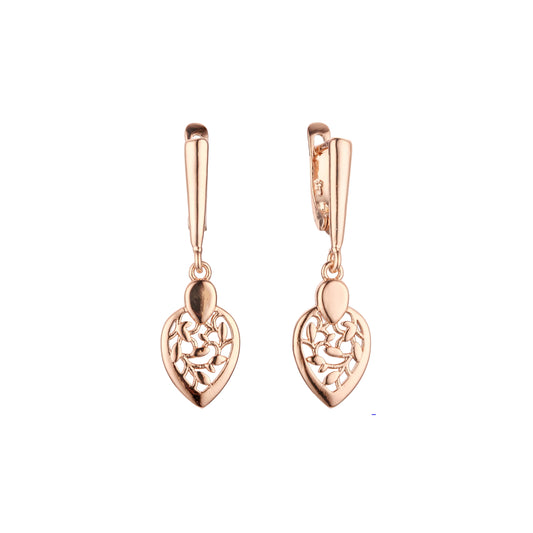 Leaves earrings in Rose Gold, two tone plating colors