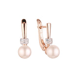 Pearl earrings in 14K Gold, Rose Gold, two tone plating colors