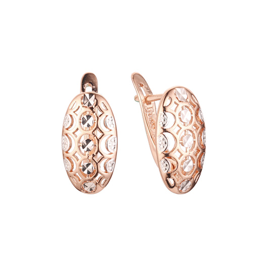 Aretes en Oro 14K, Oro Rosa, baño en dos tonos