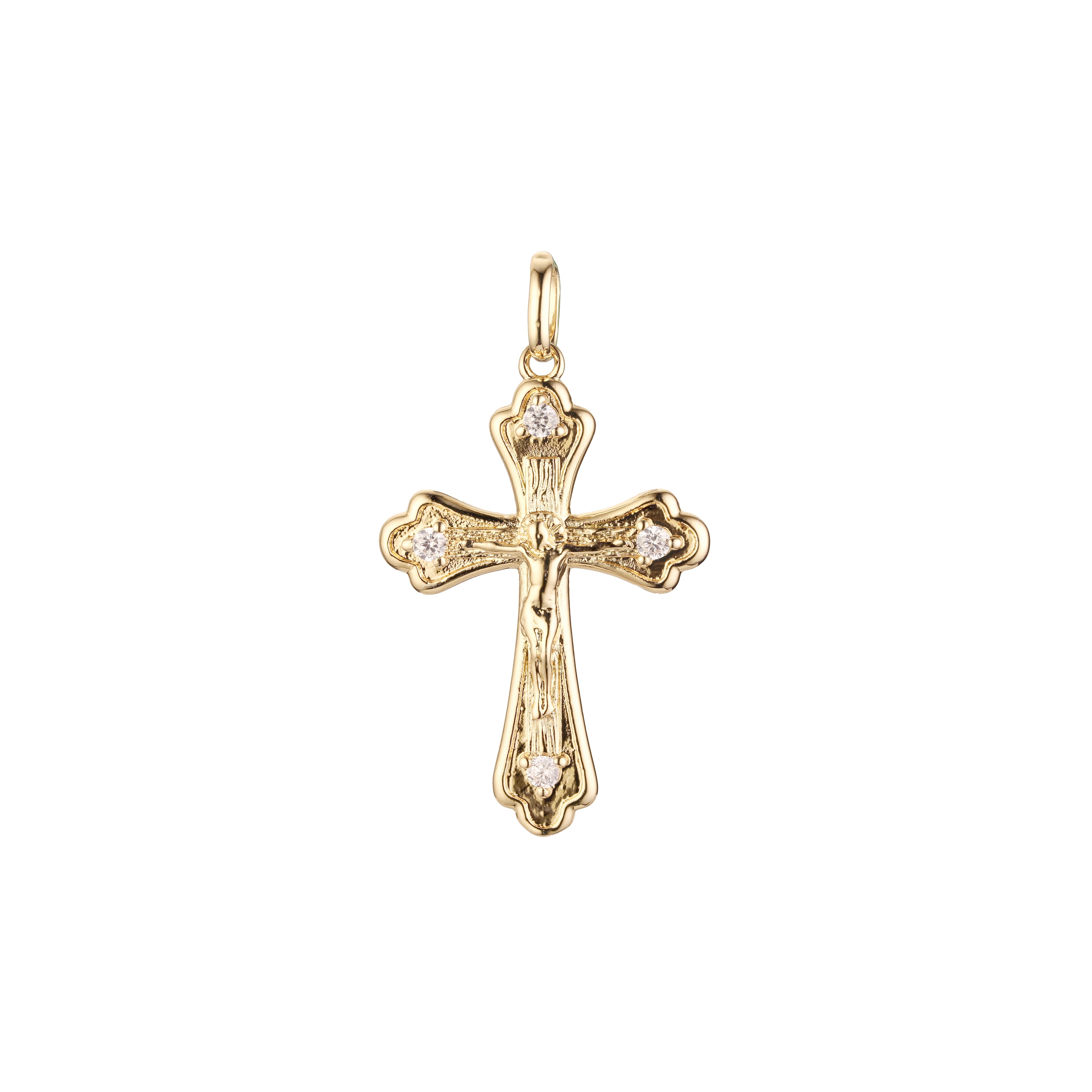 Colgante Cruz de Malta Católica en colores baño de Oro 14K, Oro Rosa, Oro Blanco