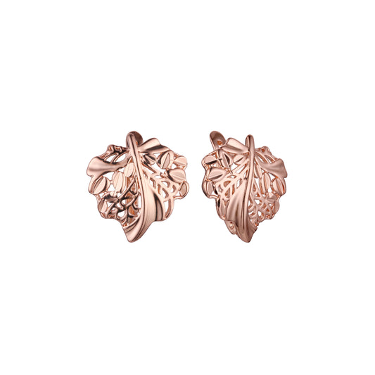 Brincos Leaves em ouro 14K, ouro rosa, duas cores de revestimento