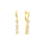 Four white CZs drop 14K Gold, 18K Gold, Rose Gold, White Gold Earrings