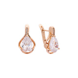 Solitaire teardrop earrings in Rose Gold, two tone plating colors