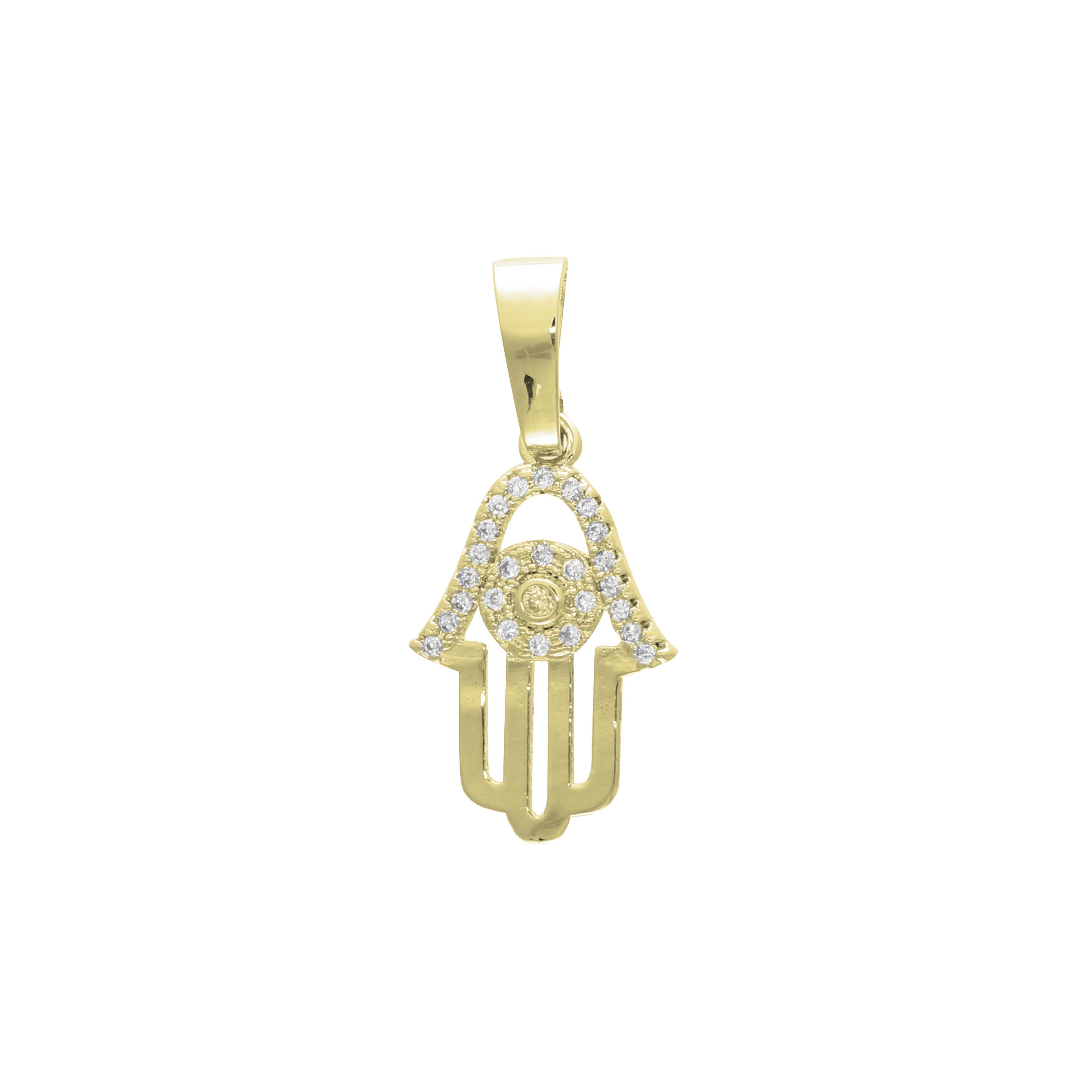 Colgante Hamsa en Oro de 14K, baño de Oro Blanco en colores