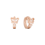 Butterfly triple stones huggie earrings in 14K Gold, Rose Gold plating colors