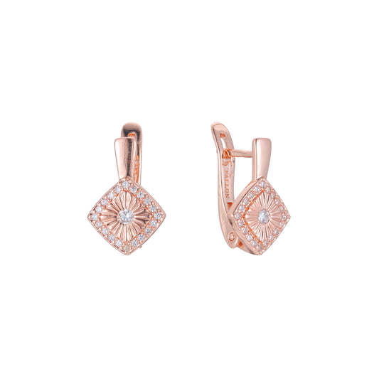 Aretes en Oro 14K, Oro Rosa, baño en dos tonos