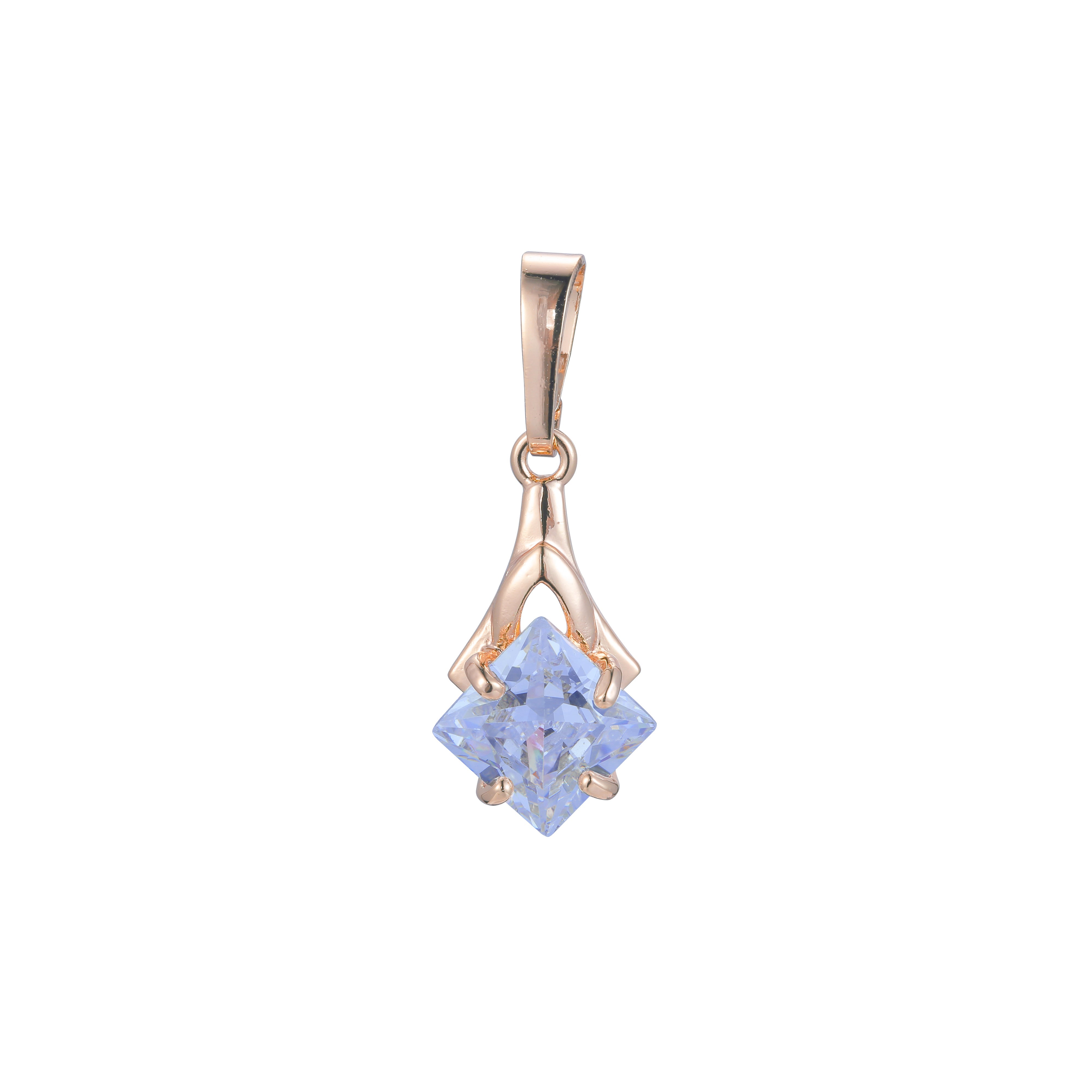 Solitaire pendant in 14K Gold, Rose Gold plating colors