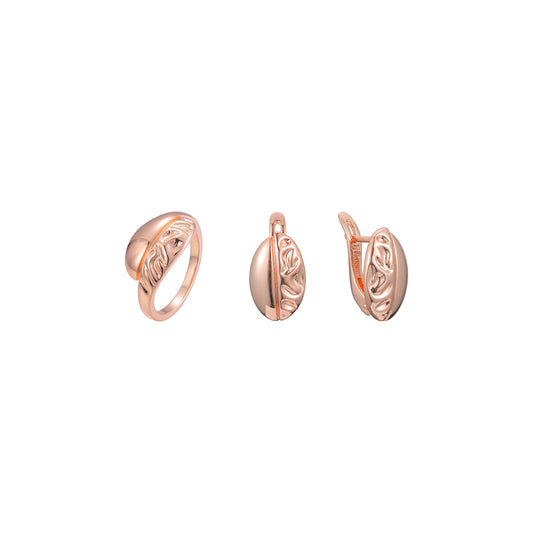 Conjunto de joyas de anillos de grano de café de oro rosa