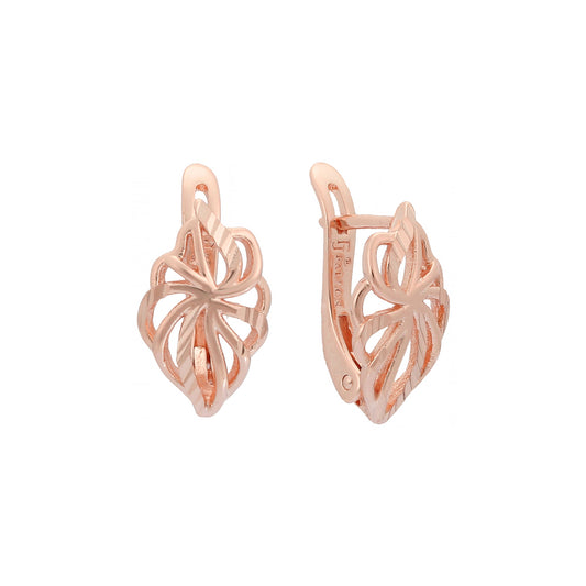 Pendientes Hojas en Oro de 14K, baño de Oro Rosa colores