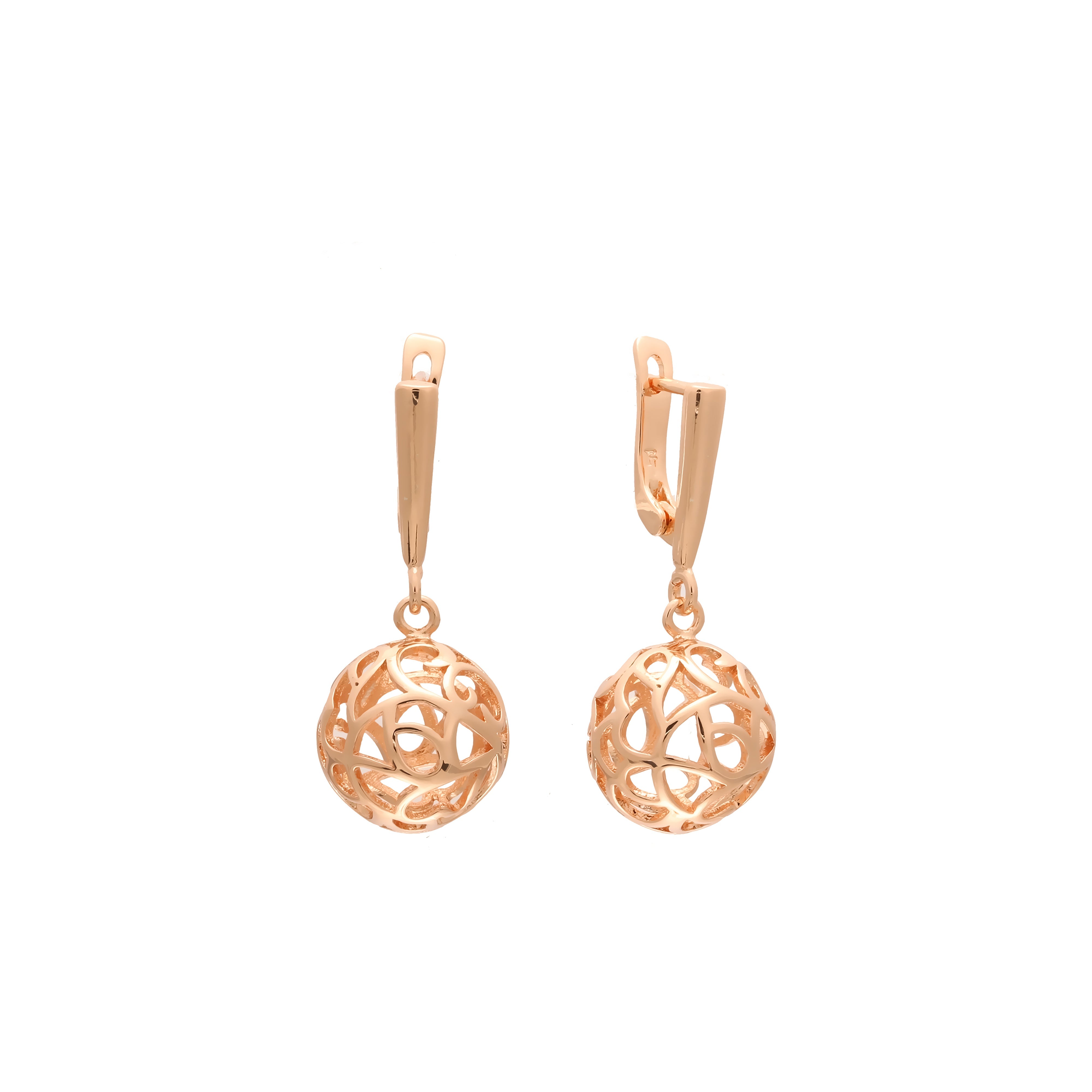 Rose Gold beads drop earrings