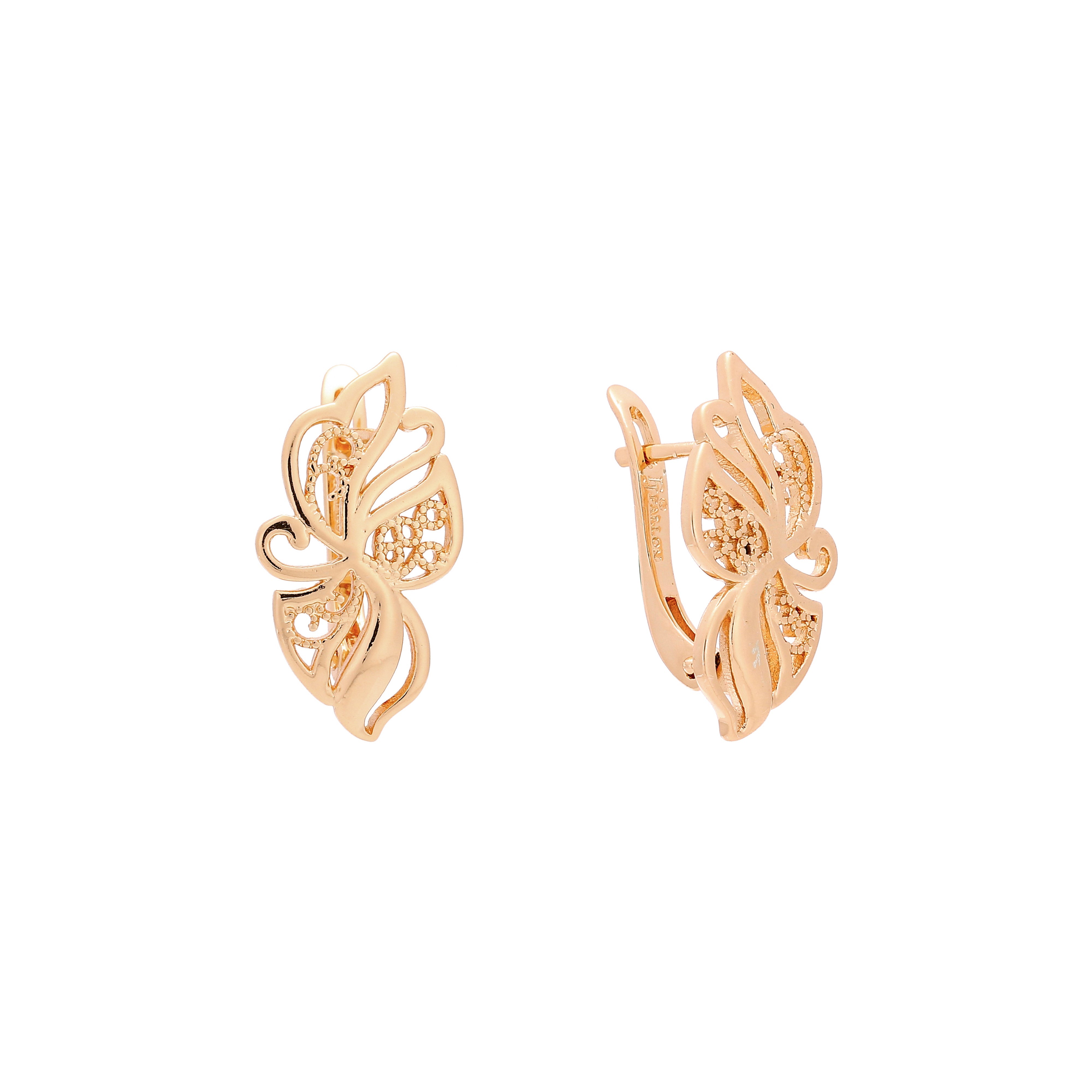 Pendientes flor mariposa en Oro de 14K, baño de Oro rosa colores