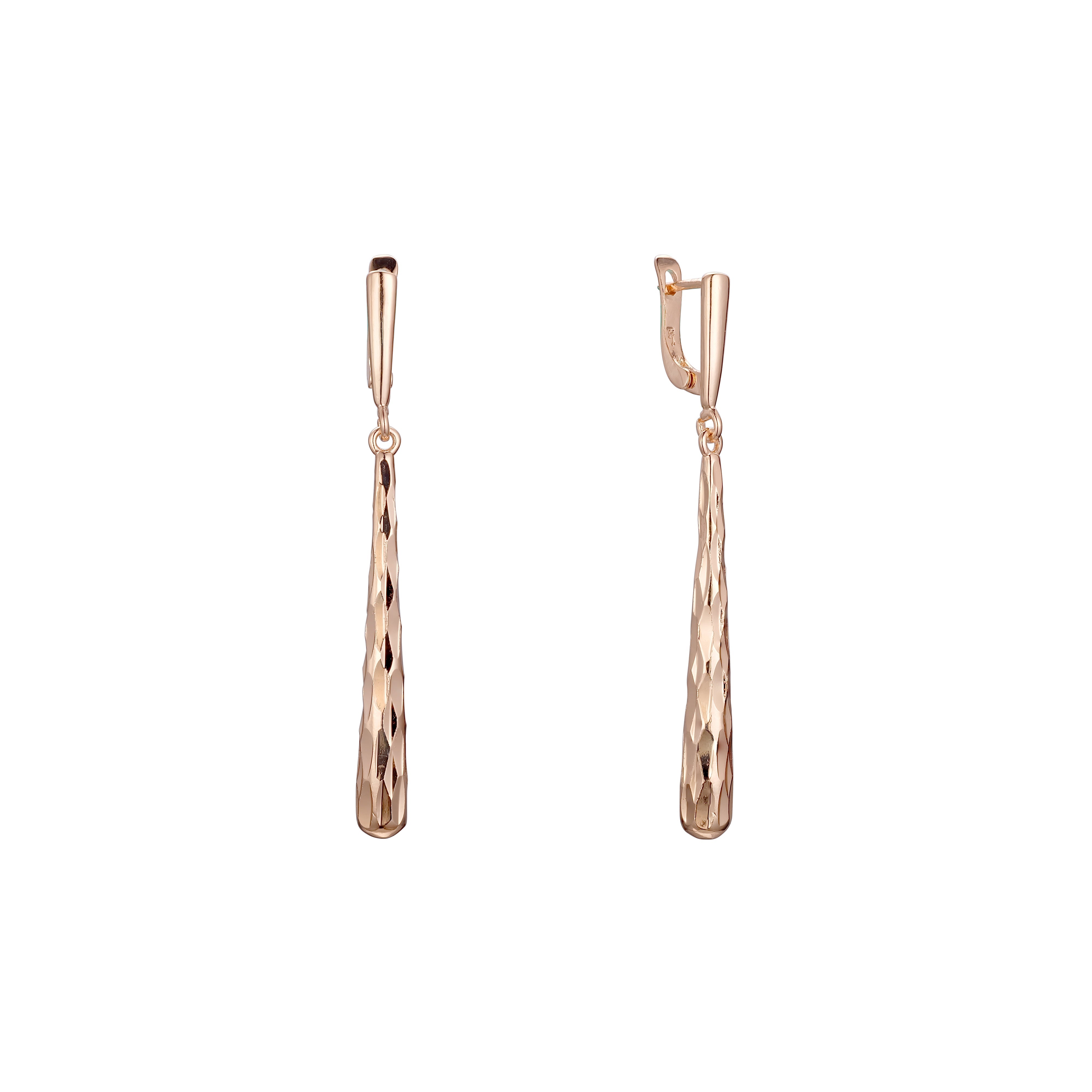 Rose Gold long teardrop bar earrings