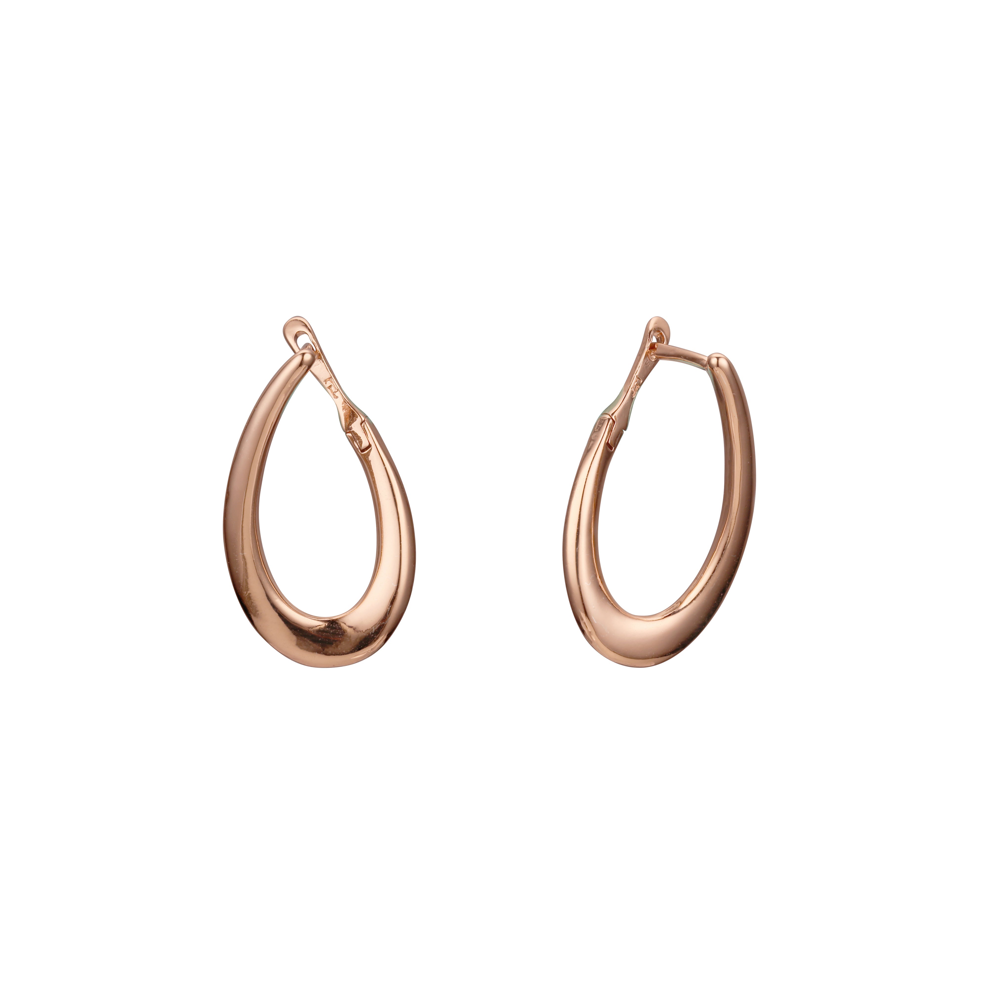 Minimalism curved Rose Gold, two tone earrings