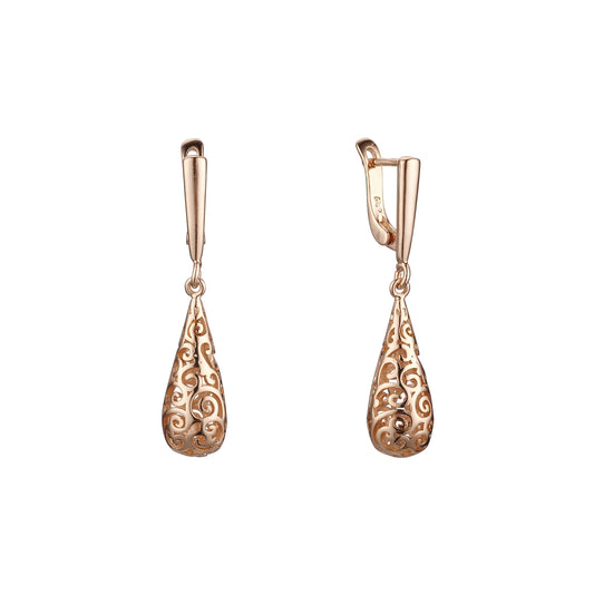 Rose Gold filigree teardrop earrings